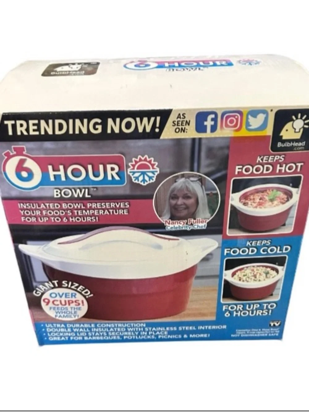 6 HOUR BOWL As Seen On TV with Celebrity Chef Nancy Fuller–Stainless Steel (New)